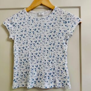 abercrombie kids | Floral Ribbed Baby Tee - Blue & White - Size 11/12